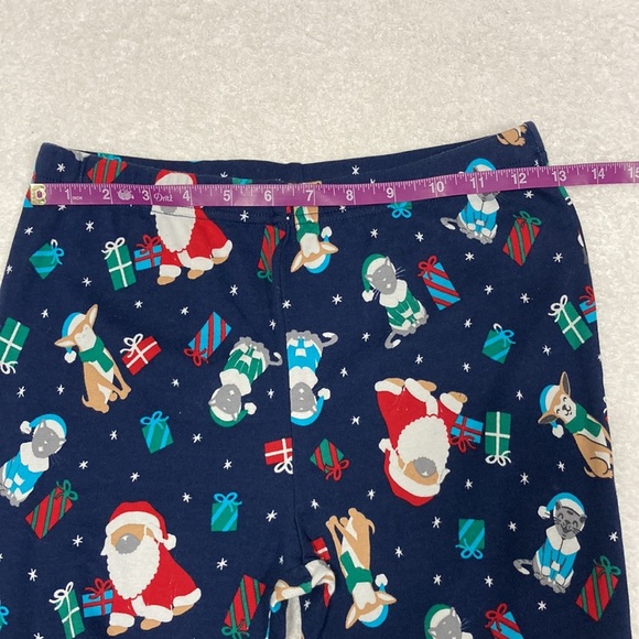 Lands end snug fit cotton long sleeve deep sea navy holiday dog cat Christmas 14 - Picture 9 of 11